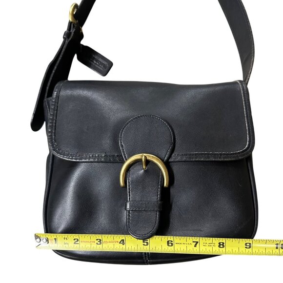 Vintage Coach Shoulder Bag 1997 4164 Bedford Flap Black Leather Brass Buckle 90s - Picture 16 of 17